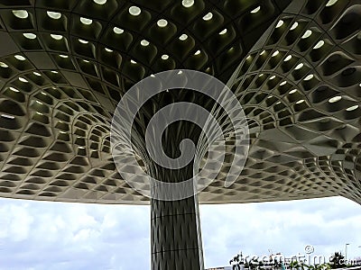 Mumbaiâ€™s T2 airport terminal aesthetically breathtaking molded coffer ceiling Stock Photo